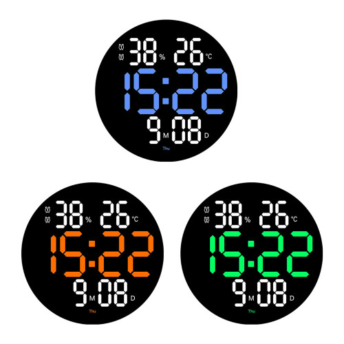 Horloge murale télécommandée, grand écran LED, réveil pour-C 1