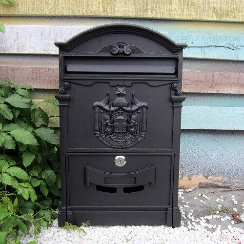 Wall Mounted Mailbox, Large Capacity Letterbox with Lock, 2 Keys, Vintage Finish 1