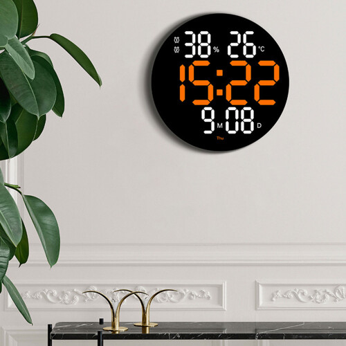 Horloge murale télécommandée, grand écran LED, réveil pour-C 2