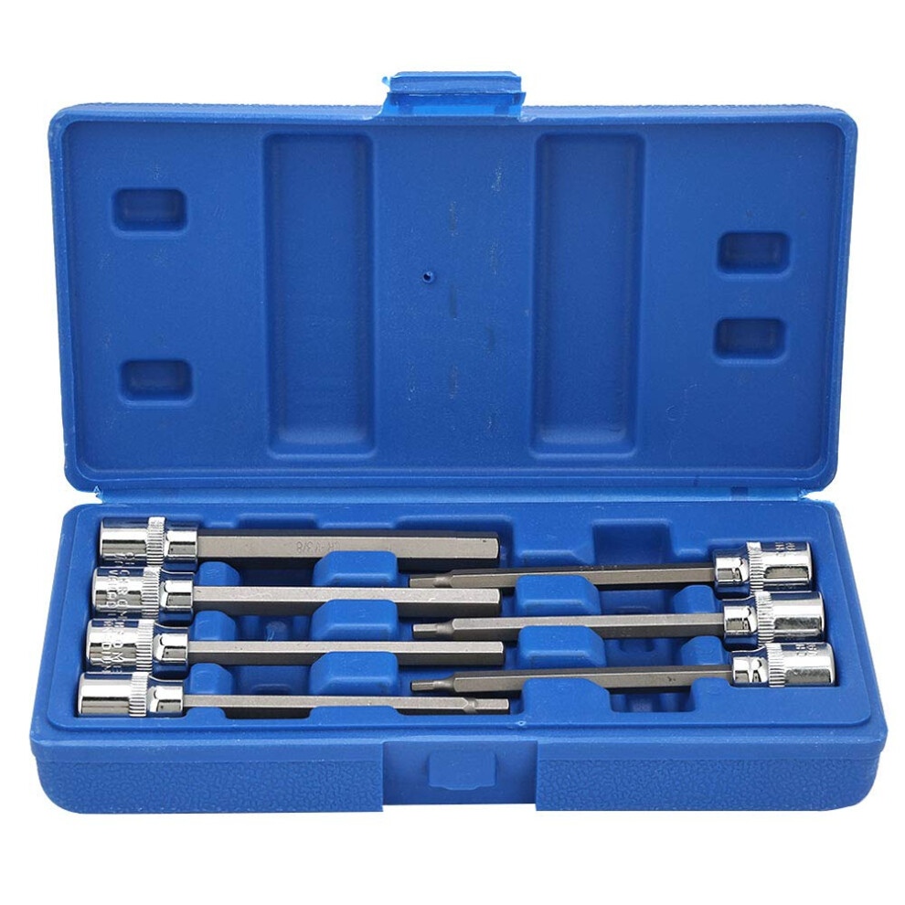 3/8 Square Socket Bit Set 7Piece Chrome Vanadium 110Mm Extension Hex Bit Socket For Automotive Construction 1/83/8 9382693446299