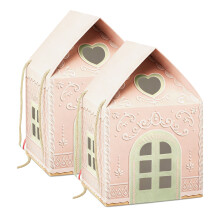 Decorative Christmas House Gift Box Handmade Paper-Pink 2pcs