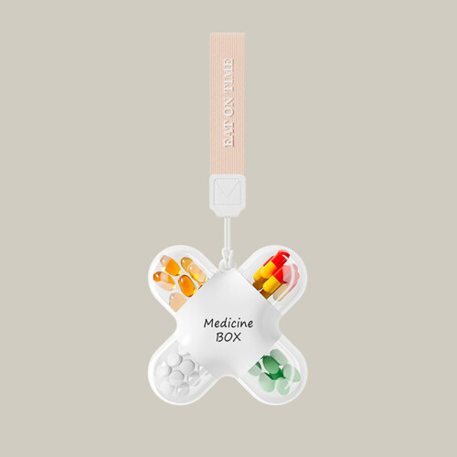 Kleine ABS-Medizinbox mit 4 separaten Fächern, sicherer 1