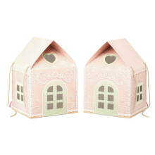 Weihnachtszeit-Papier-Cottage-Geschenkbox-Zubehör,-Rosa 2St