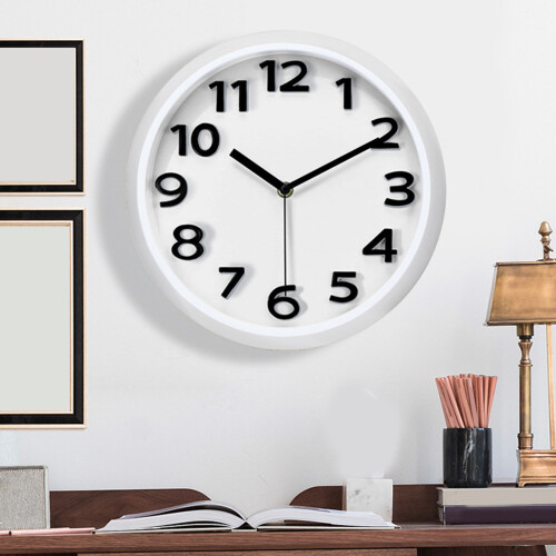 Horloge murale moderne avec chiffres 3D, mouvement-Blanc 1