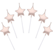 Romantic Metallic Birthday Candles, Star Shaped Cake Decoration For Party Wedding, 6Pcs