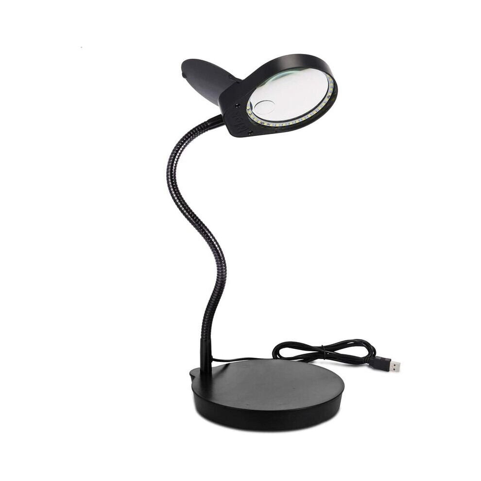 Illuminated Magnifier Lamp, Clear Glass Lens with 3X 10X Optical Magnification, Flexible Gooseneck for Electronics Repair Professional Use
