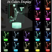 Basketballspiller3D optisk illusion, LED-natlampe til børneværelsesindretning, touch-kontrol og fjernbetjening, lampe med 16 farver, unik