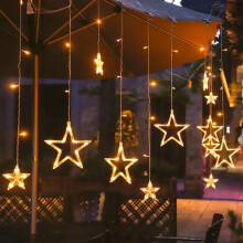 Romantic Star Curtain Lights, Twinkle Lights With 8 Lighting Modes For Indoor Outdoor Decor, Warm White, Connectable Window Lights For Christmas