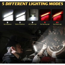 Bright And Durable Led Worklight Flashlight, 2 Pieces Large Rechargeable Work Lights With Magnetic Base, 360 Degree Rotate And 5 Modes Portable Flood