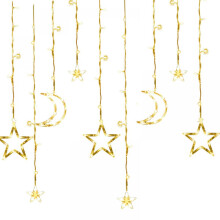 Waterproof Stars LED Curtain String Lights, Battery Operated, Easy Installation, Creative Design, Low Voltage Adapter, Indoor Outdoor Decorations,