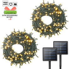 Guirlande lumineuse solaire à 8 modes d'éclairage, avec fonction mémoire, idéale pour décorer terrasse, jardin, restaurant, etc. Sécurité