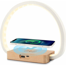 Fast Wireless Charger with Dimmable Night Light, Minimalist Design Desk Lamp for Modern Homes and Offices (USB-Powered, Non-slip Silicon Base)