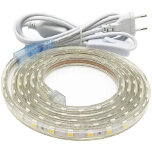 Energiatehokas LED-valonauha, kestävä rakenne sisä- ja ulkokäyttöön, valkoinen, 2 metrin pituinen joustava, litteä LED-nauha