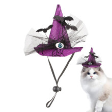 Cat Halloween Hat, Witch Headwear With Eyeball Bat Design, Adjustable Strap For Indoor Thanksgiving Christmas Cosplay