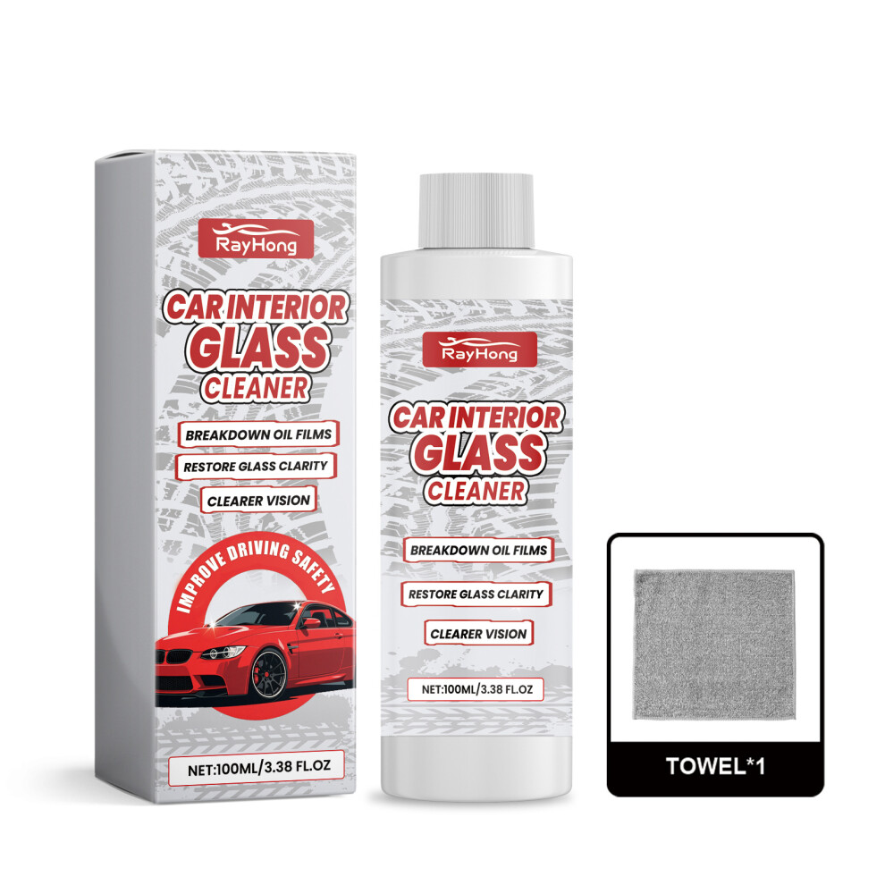 (100Ml*1, Towel*1) Automotive Glass Cleaner, Mild Decontamination And Oil Removal Film, Anti-Fog Protection, Daily Window Cleaner 6953842822627