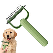 Demating Comb Pet Grooming Rake Shedding Brush DoubleSided Deshedding Tool Cat Groomer Brush Knot Remover for Matted Hair Green