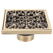 Sifon de duș pătrat pentru băi moderne, design elegant cu arc gravitațional cu finisaj antic din alamă, etanșare automată, elimină mirosurile