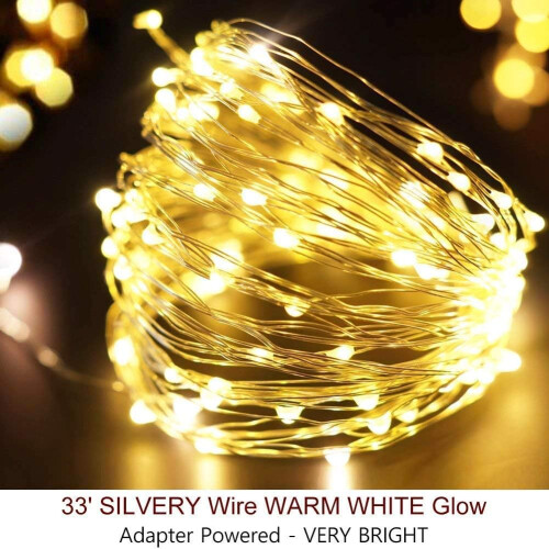 Flexible Wire LED String Lights with Remote Control, Waterproof Battery Operated Fairy Lights Featuring 8 Lighting Modes and Dimmable Function, Cool 1