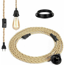 Kit de luminária pendente industrial faça você mesmo, cabo de tecido vintage compatível com soquete E26, fácil instalação para decoração de