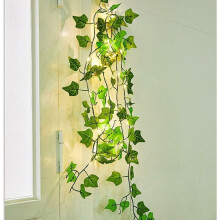 Cordão de luzes de hera flexível e fácil de usar, pacote com 2 unidades de guirlanda de hera artificial com 20 LEDs cada, ideal para quarto, casa