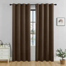 100% Blackout Curtains Solid Thermal Insulated Grommet Drapes Coffee For Bedroom And Living Room 42in X 63in 2 Panels