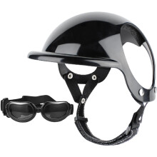 Dog Helmet and Goggles 2Pcs Set Adjustable Chin Strap Dome, Ear Hole, Windproof Stylish Decorative Goggles For Dogs