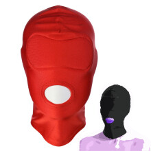 BDSM Mask Large Size Unisex Sex Role Playing Hood UKHD02 Red Show Mouth For Party Carnival Games