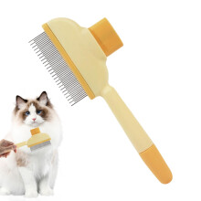 Pet Detangling Comb Long And Short Metal Teeth, Knots Removal For Matted Hair, Deshedding Tool For Cats And Dogs, Yellow