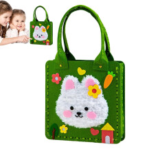 Kids Handmade Bag Set, Colorful Sewing Sets for Children, Lightweight Yarn Board Materials Sewing Kit for Home School Travel Rabbit Model