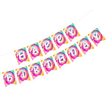 Colorful Flag for Birthday Party Tie Dyes Letter Banner