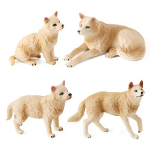 Figurines de loup réalistes en plastique, 4 pièces, pour-Blanc