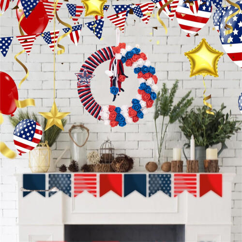 Independence Day Wreath Patriotics Wreath Artificial Wreath with 1