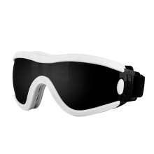 Long Snout Dog Goggles for Outdoor Pet-white frame Gray lenses