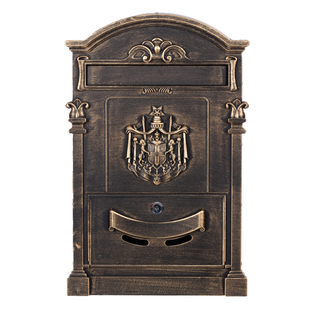 Antique Elegant Letter Box Gal29 Wallmounted Letter Box Cast Aluminium English Letter Box Metal 47 Cm Rustproof (Antique Bronze) 9365049892551