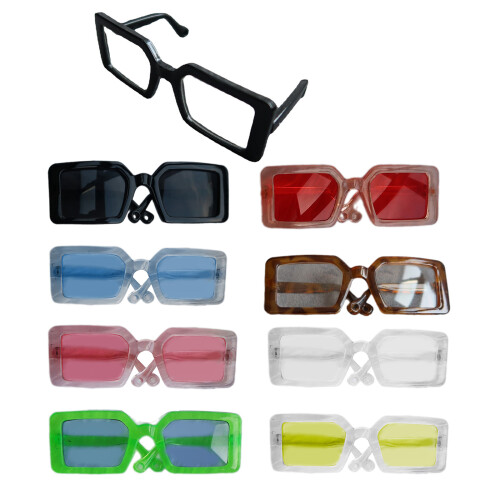 Colorful Cats Glasses Rectangle Glasses-Transparent yellow 1