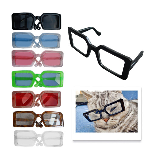 Pet Sunglasses Rectangle Colorful Glasses Dog-tea frame red 2