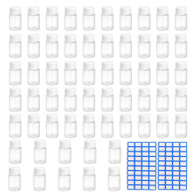 Set of 60 Plastic Bottles with Lids 15ml Capacity Transparent