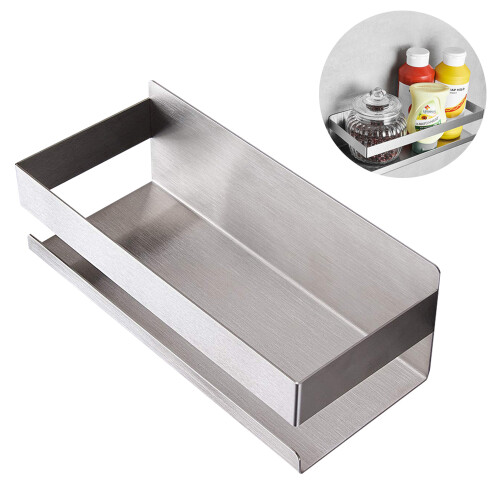 Strong Magnet Organizer, Floating Shelves For Refrigerator, Wall-mounted Rustproof Steel Material, Space-saving Storage Solution, Guardrail Design