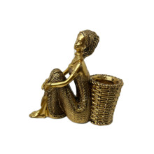 Afrikanische Frauenfigur, Statue, Kunstharz,-Bronzegold Typ B