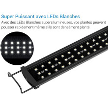 Lumină de acvariu pentru acvarii de apă dulce, LED cu spectru complet și funcție de temporizator, eficientă energetic, 43-60 cm, carcasă din