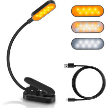 Stufenlos regulierbare Leselampe, wiederaufladbare Mini-Lampe mit flexiblem Schwanenhals und Farbtemperaturregelung, tragbar und augenschonend zum