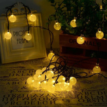 Solar lichtslinger, perfecte buitendecoratie voor tuin en terras, 20 LED's in kristallen bolvorm, 8 knipperstanden, hoge energieconversie, waterdicht