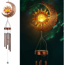 Gartendekoration mit Mond-Windspiel, die Kugel aus Crackle-Glas verleiht Ihrem Außenbereich eine romantische Atmosphäre, rotbronzefarbene