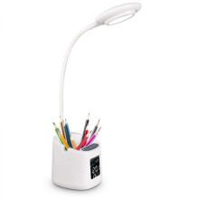 Desk Lamp with Color Changing Base, Pen Holder, Eye-caring Light Source, Smart LCD Display, Mobile Phone Stand, 360 Rotating Flexible Lamp Arm, for