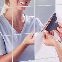 Safer than Glass Mirror, High Definition Reflective Self-Adhesive Mosaic Tiles for Bedroom, Bathroom