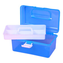 Clear Toy Storage Box with Tray Large Plastic Box for-Blue