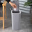 Convenient Push Lid Waste Basket Solid for Daily Use -L Blue 5