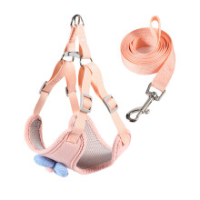 Dog Vest Lovely Flower Leash for Training Walking Belt-L Pink