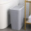 Convenient Push Lid Waste Basket Solid for Daily Use -L Blue 6