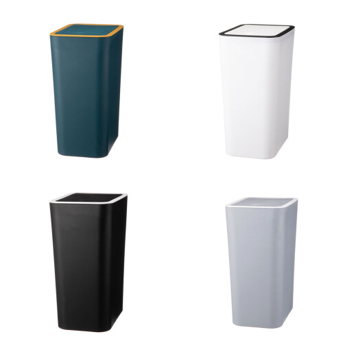 Convenient Push Lid Waste Basket Solid for Daily Use -L Blue 1